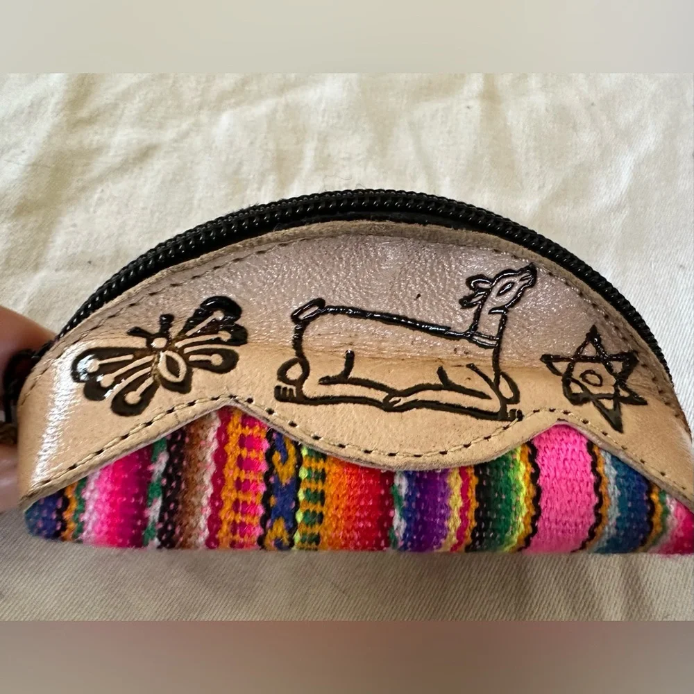 Peruvian‎ leather and wool Colorful Coin Purse